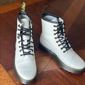 Dr. Martens White Leather Boots with Black Accents Sizes 6M.